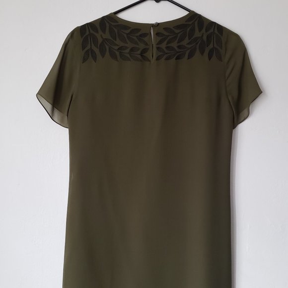 Green silk ivy embroidered Madewell dress - Picture 2 of 5